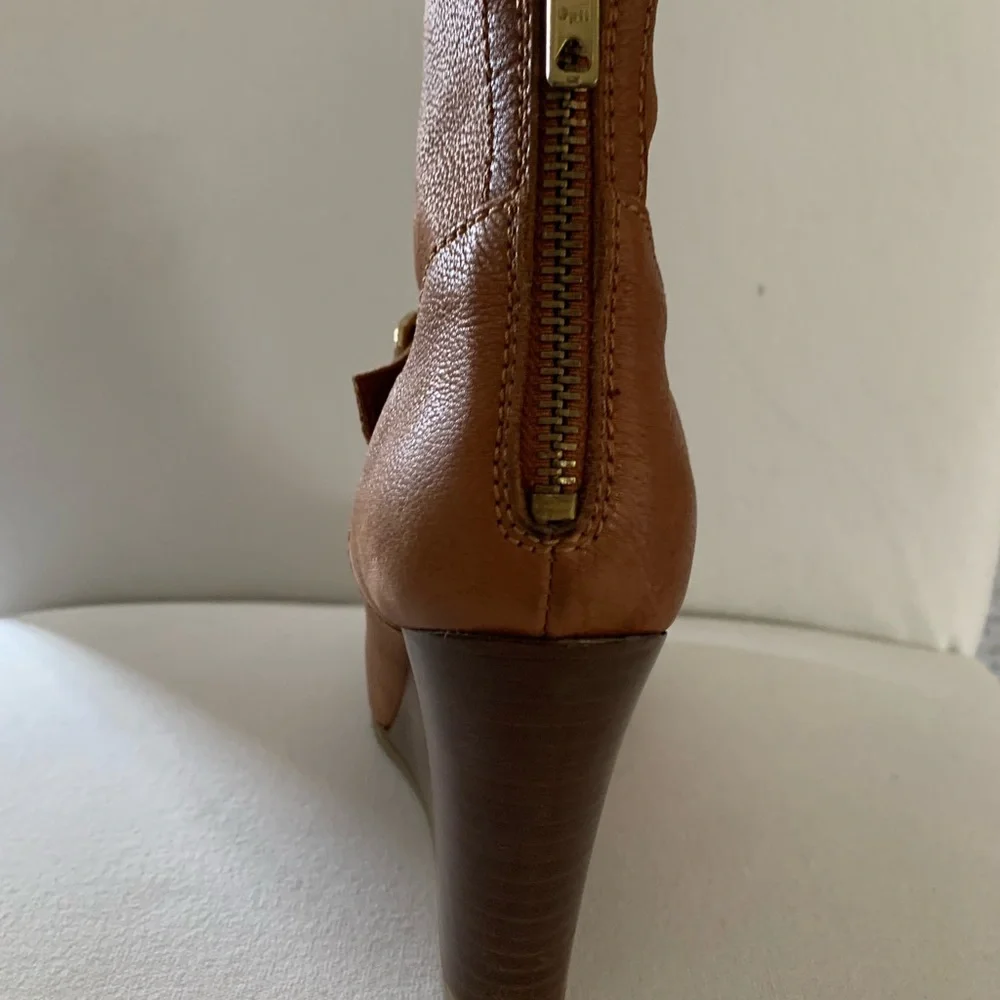 J. Crew Tan Leather Wedge Ankle Boots